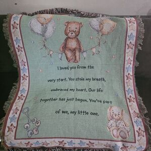 Baby Blanket Throw - Mint Green Teddy Design